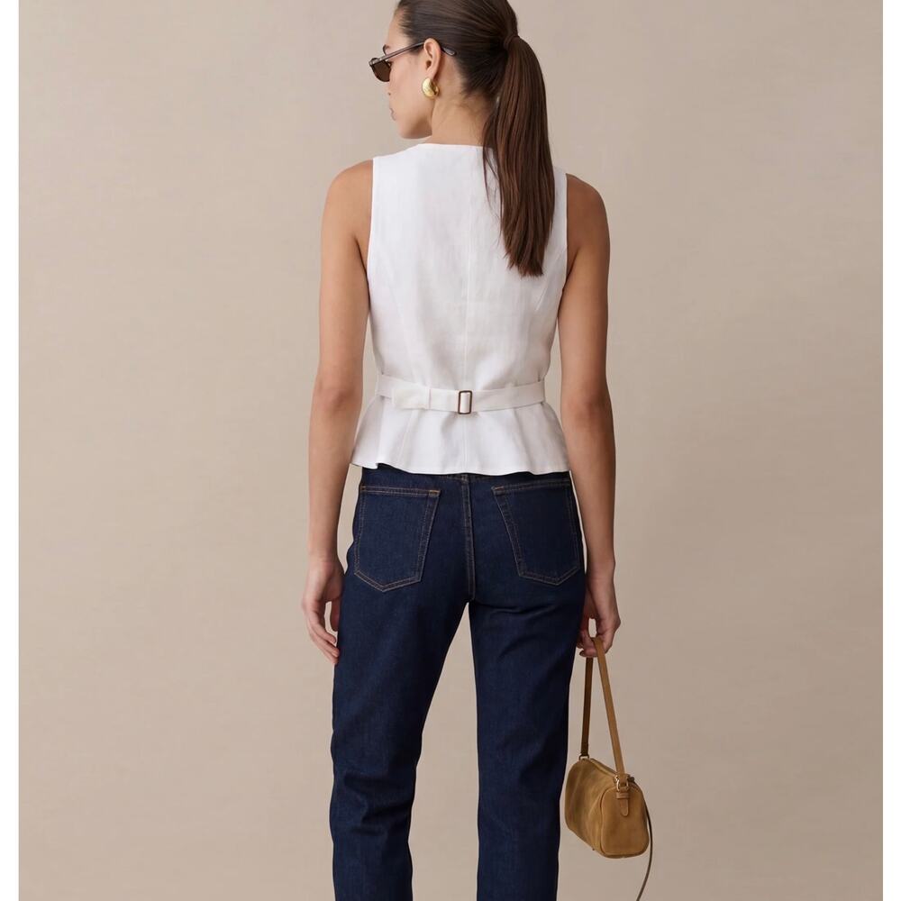 New Kourt white linen Lola vest tank blouse size 0 - Picture 4 of 5